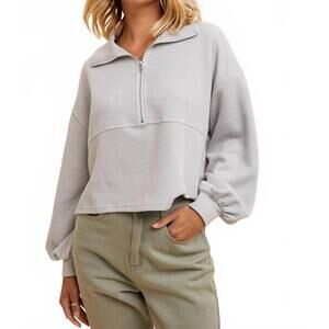 NEW IN-LOOM cotton thermal pullover in silver